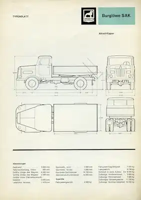 Büssing Burglöwe SAK Allrad-Kipper Prospekt 9.1965