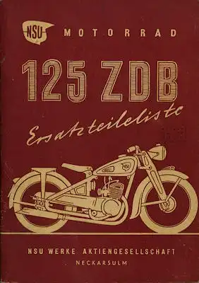 NSU 125 ZDB Ersatzteilliste 5.1950
