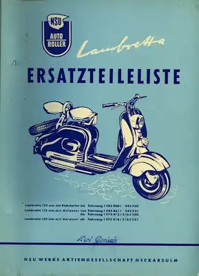 NSU Lambretta Ersatzteilliste 5.1955