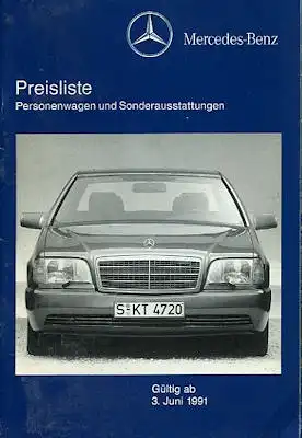 Mercedes-Benz Preisliste 6.1991