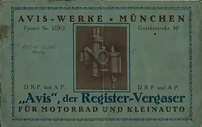 Avis Vergaser 1920er Jahre