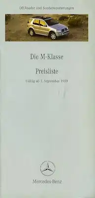 Mercedes-Benz M-Klasse Preisliste 9.1999