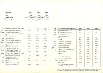 Porsche 911 Preisliste 8.1972