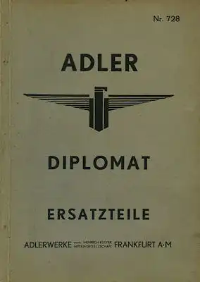 Adler Diplomat Ersatzteilliste 8.1934
