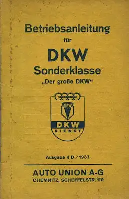 DKW Sonderklasse Bedienungsanleitung 1937