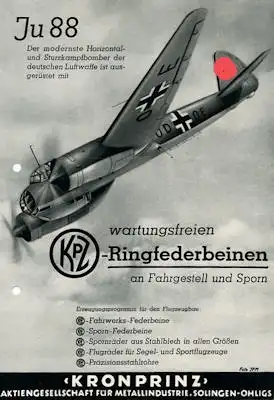 Junkers Ju 88 / Kronprinz Kleinplakat 1940er Jahre