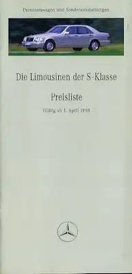 Mercedes-Benz S-Klasse Preisliste 4.1998