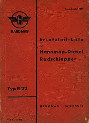Hanomag R 22 Ersatzteilliste 5.1951