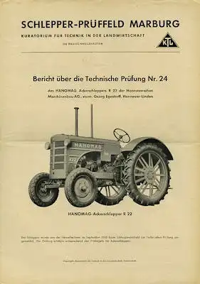 Hanomag R 22 Bericht über technische Prüfung 9.1950