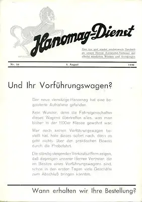 Hanomag-Dienst Nr. 16 5.8.1930