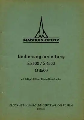 Magirus-Deutz S 3500 / 4500 / O 3500 Bedienungsanleitung 8.1953