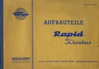 Tempo Rapid Ersatzteilliste Aufbauteile 2.1960