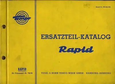 Tempo Rapid Ersatzteilliste 11.1958