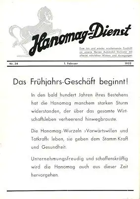 Hanomag-Dienst Nr. 34 1.2.1932