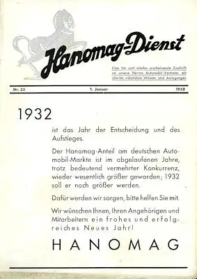 Hanomag-Dienst Nr. 33 1.1.1932