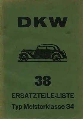 DKW Meisterklasse F 4 Ersatzteilliste Nr. 38 1934