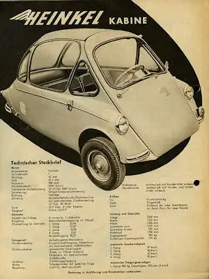 Heinkel Programm ca. 1957