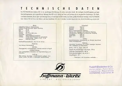 Hoffmann Auto-Kabine 250 Prospekt 1954