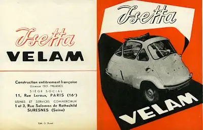 Isetta Velam Prospekt 1950er Jahre f