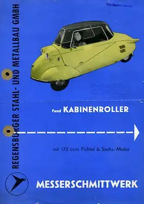 Messerschmitt KR 175 Prospekt 1950er Jahre