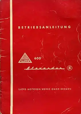 Lloyd Alexander 600 Bedienungsanleitung ca. 1958