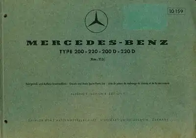 Mercedes-Benz 200 - 220 D Ersatzteilliste 3.1969
