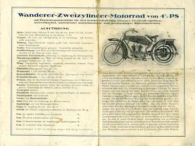 Wanderer 1 + 2 Zyl. Getriebe Modell 2,5 + 4,5 PS Prospekt 3.1924