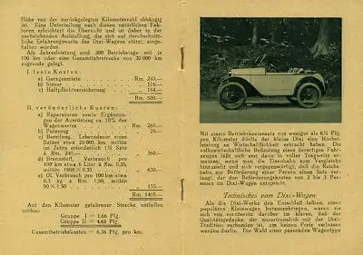 Dixi 3/15 PS Prospekt 1920er Jahre