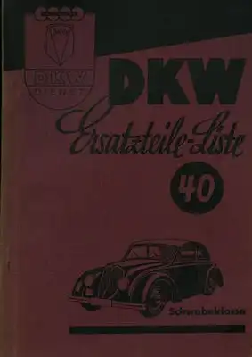 DKW Schwebeklasse Ersatzteilliste Nr. 40 12.1936