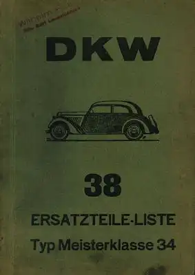 DKW Meisterklasse Ersatzteilliste Nr. 38 1935