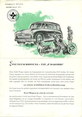 Trabant P 70 Kombi Prospekt 1956