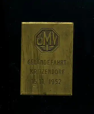 Plakette ÖMV Geländefahrt Kritzendorf 1952