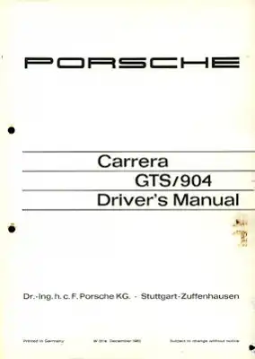 Porsche Carrera GTS (904) Bedienungsanleitung 12.1963 e