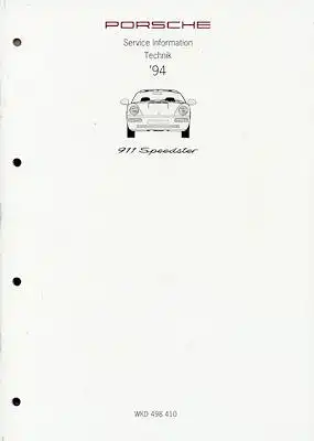 Posche 911 Speedster Kundendienst Information Modell 1994
