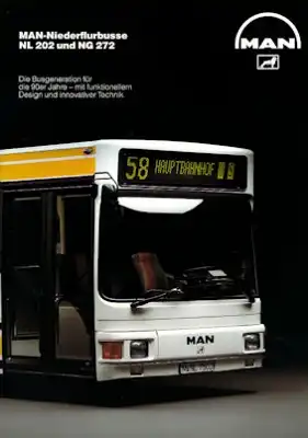 MAN Niederflurbusse NL 202 + NG 272 Prospekt 1990