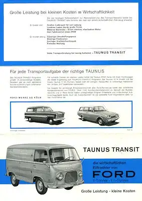 Ford Taunus Transit 1000 / 1250 Prospekt 1960er Jahre