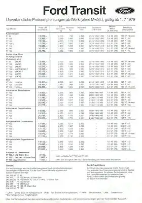 Ford Transit Preisliste 1980