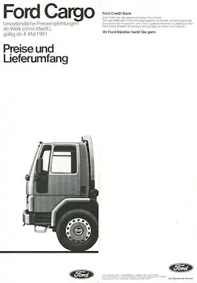 Ford Cargo Preisliste 1981