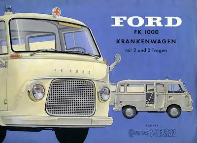Ford FK 1000 + Taunus Krankenwagen Prospekt 1950er Jahre