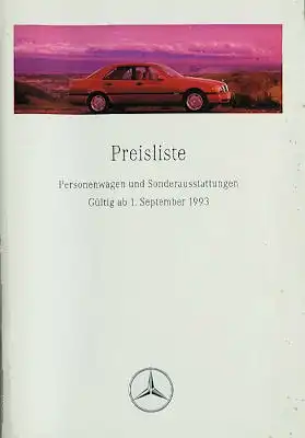 Mercedes-Benz Preisliste 9.1993