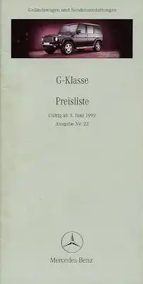 Mercedes-Benz G-Klasse Preisliste 6.1999