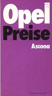 Opel Ascona Preisliste 1.1974