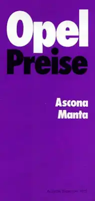 Opel Ascona Manta Preisliste 9.1975