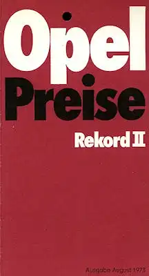 Opel Rekord D Preisliste 8.1973