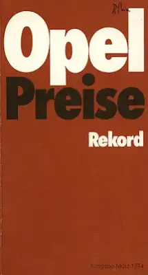 Opel Rekord D Preisliste 3.1974
