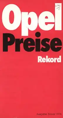 Opel Rekord D Preisliste 1.1974