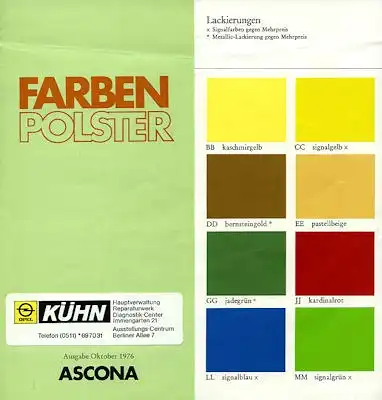 Opel Ascona B Farben 10.1976