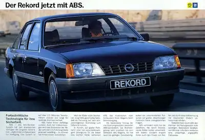 Opel Rekord E mit ABS Prospekt 1985