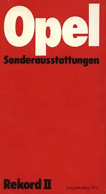 Opel Rekord D Preisliste Sonderausstattung 3.1972