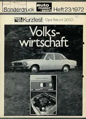 Opel Rekord D 2100 D Test 12.1972